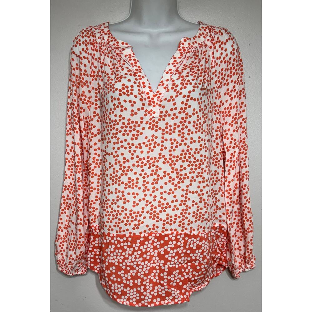 BODEN Top Women Size 2 Orange Long Sleeve V-Neck Tunic High/Low Hem